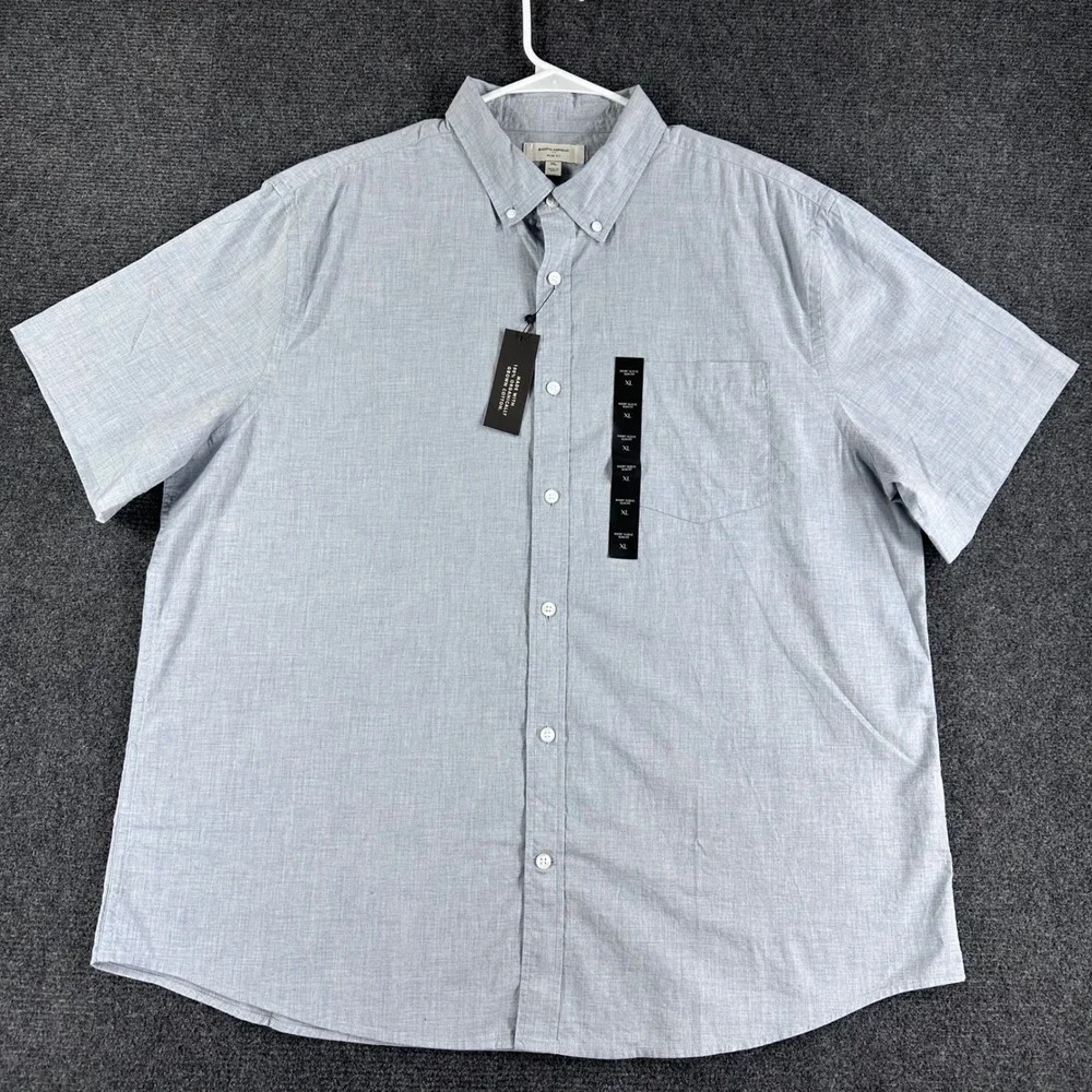 Banana Republic Mens XL‎ Slim Fit Short Sleeve Organic Cotton Button Down Shirt